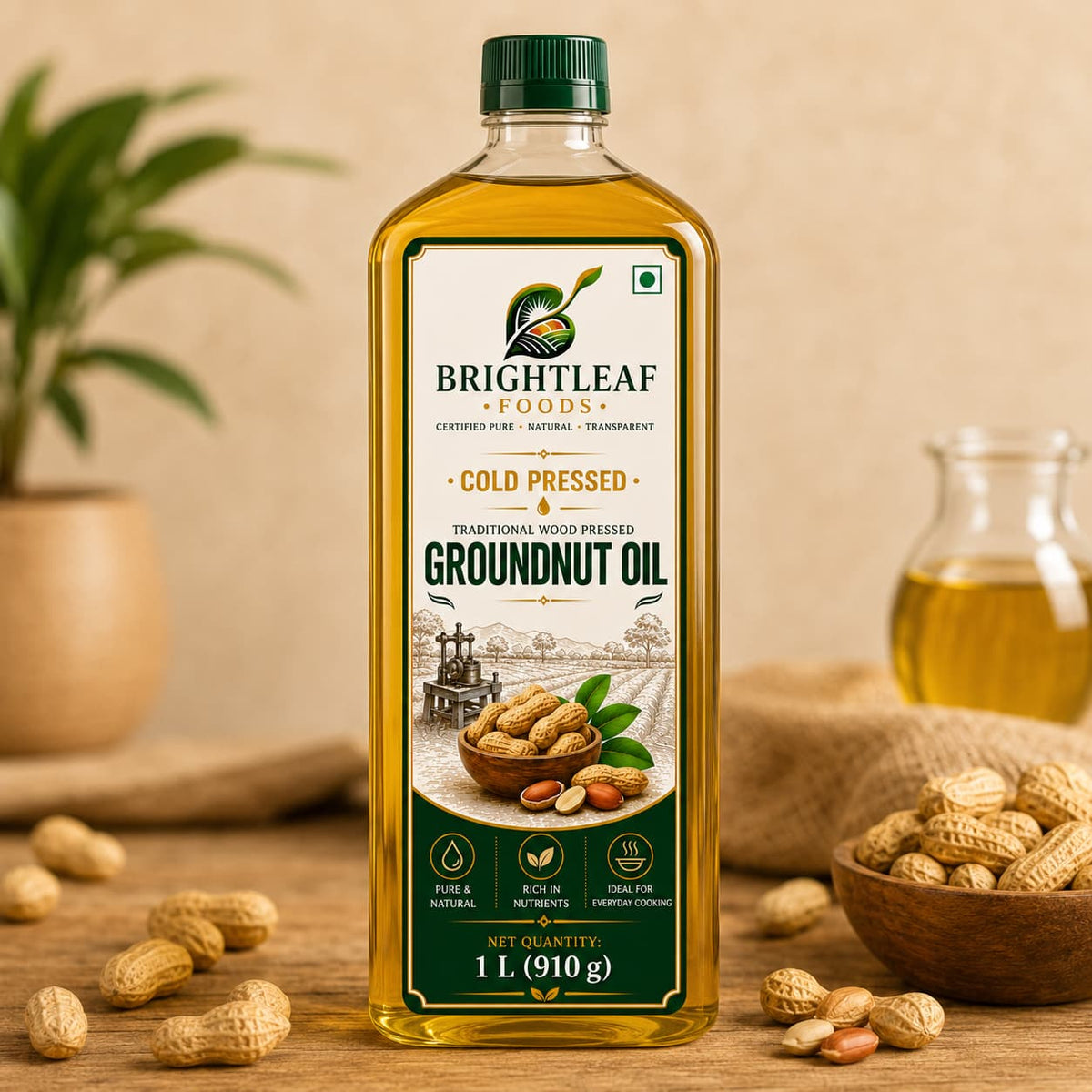 BrightLeaf Cold-Pressed Groundnut Oil