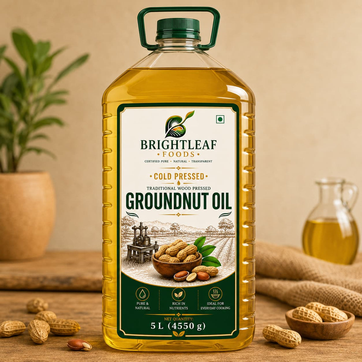 BrightLeaf Cold-Pressed Groundnut Oil