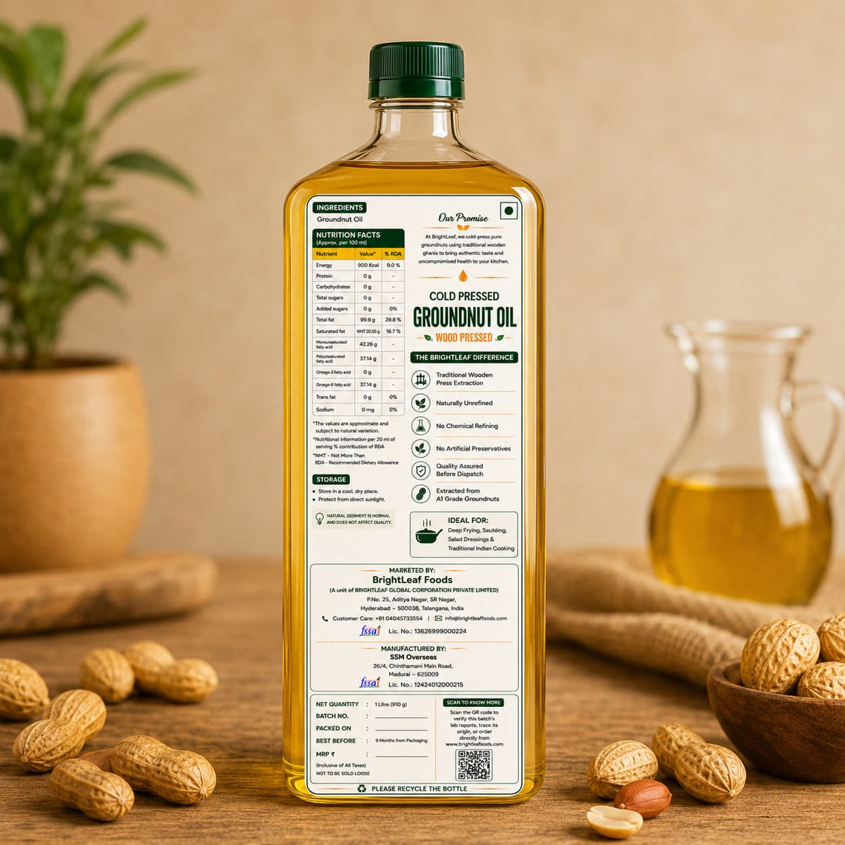 BrightLeaf Cold-Pressed Groundnut Oil