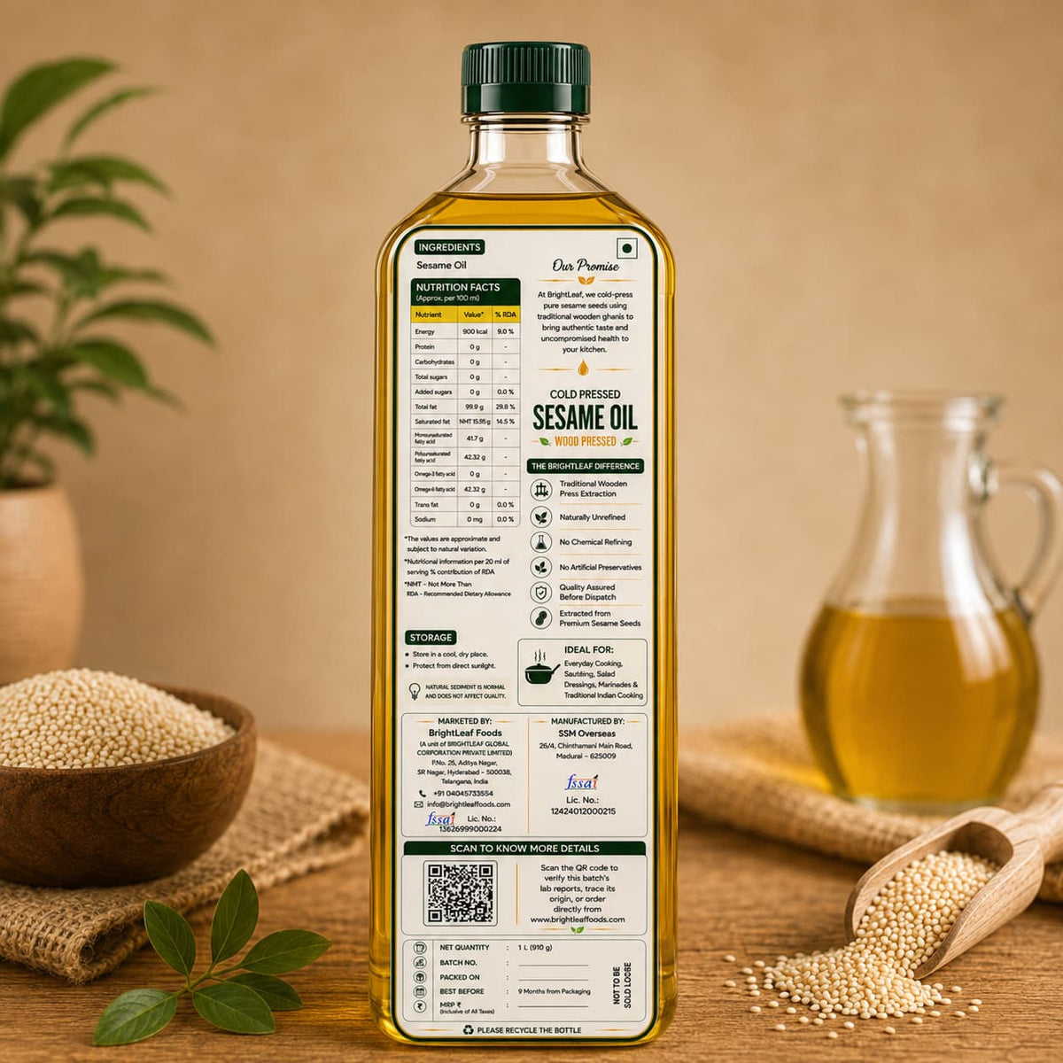 BrightLeaf Cold-Pressed Sesame Oil
